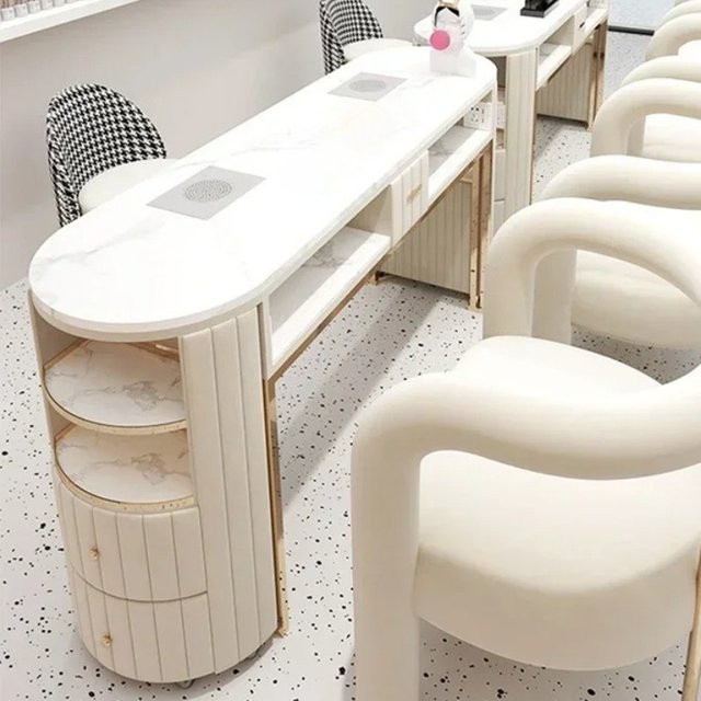 MLG Nageltisch mit integrierten Saugtischen für Maniküre und Schminktisch als Salonmöbel - Bild 1