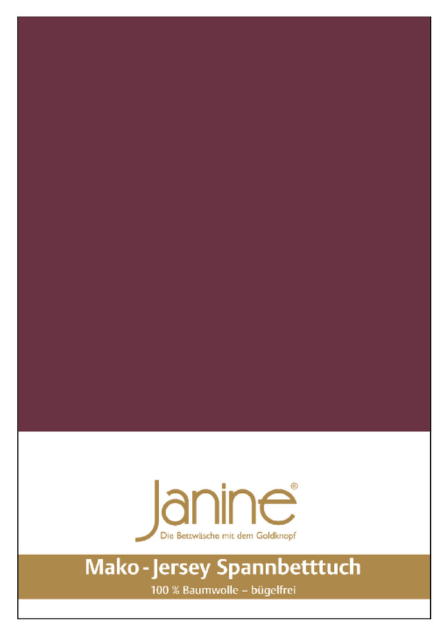 Janine Mako Jersey Spannbetttuch Bettlaken aus Baumwolle, Farbe: Burgund - Bild 1