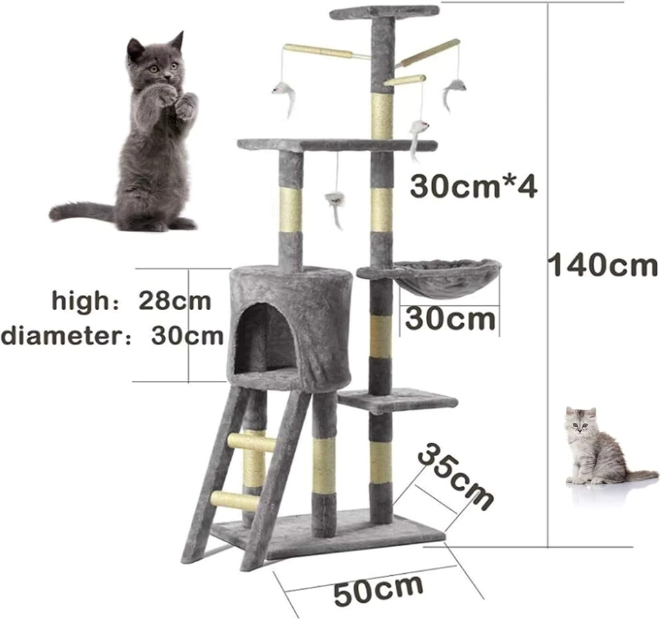 DayPlus Kratzbaum Katzenaktivitätszentrum in Grau, Höhe: 140 cm - Bild 3