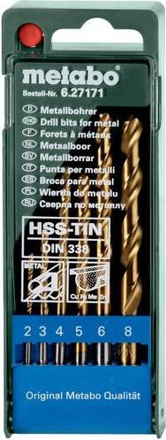 Metabo HSS-TiN Metall-Spiralbohrer-Set 6-teilig in Gold aus Edelstahl - Bild 1