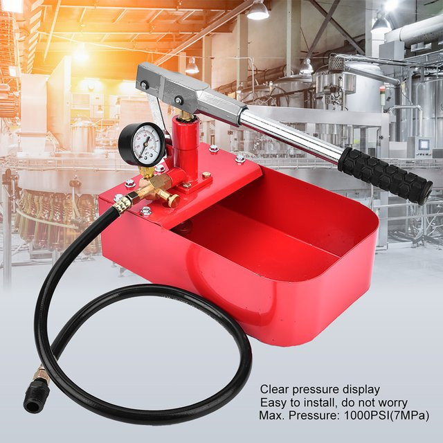 Aramox Manuelle Hydraulische Druckprüfpumpe für Rohr und Ventil, 7 MPa / 1000 psi, Rot - Bild 1