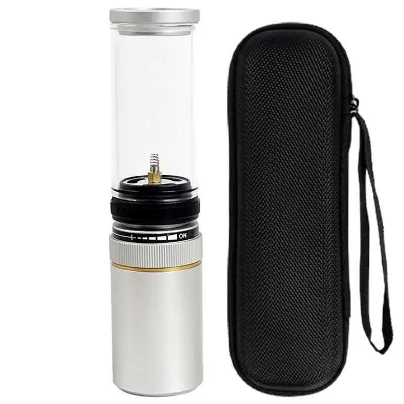 Tragbare Camping Gas Lampe in Grau mit verstellbarem Kerzenlicht und Windschutz für Outdoor und Garten - Bild 3