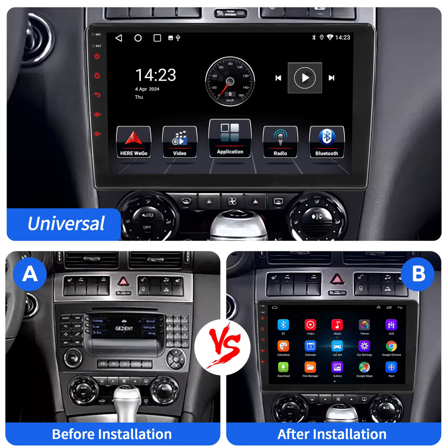 ESSGOO Universal Android 15 Autoradio mit 4+128 GB, Wireless CarPlay, Android Auto, GPS, Bluetooth und Mirror Link in Schwarz - Bild 2