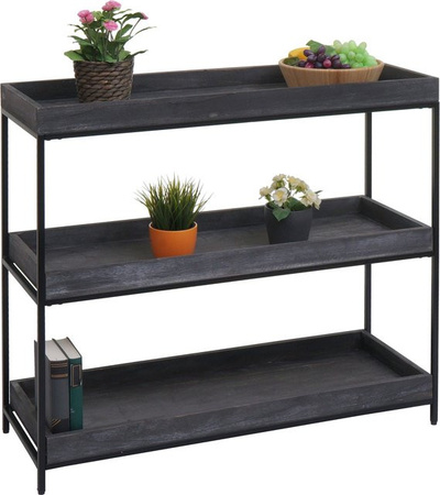 MCW Standregal K71 aus Holz und Metall mit 3 Ablagen, Grau, B/T/H: 90 x 35 x 100 cm