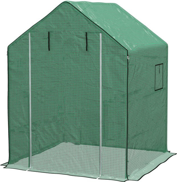 Outsunny Gewächshausfolie Ersatzfolie mit UV-Schutz, Seitenfenster und Rolltür aus PE-Folie für dein Tomatenhaus, grün, B/T/H: 140 x 143 x 190 cm - Bild 1