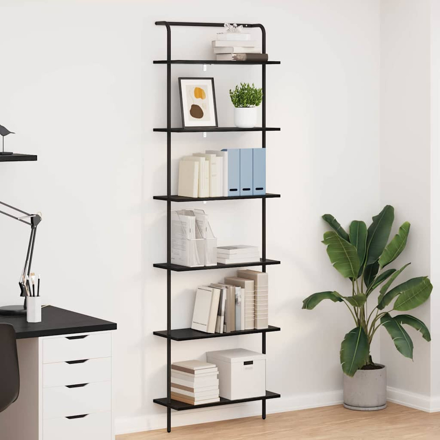 vidaXL Bücherregal in Schwarz mit Eiche-Optik, B/T/H: 60 x 24 x 203 cm - Bild 2