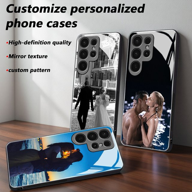 Personalisierte Fotospiegel-Handyhülle für Samsung Galaxy S26 S25 Ultra FE Plus EDGE in Schwarz und Multicolour - Bild 1