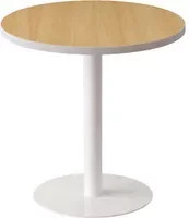 easyDesk Beistelltisch rund in Weiß mit Buchenoptik, Durchmesser: 60 cm, Höhe: 60 cm - Bild 1