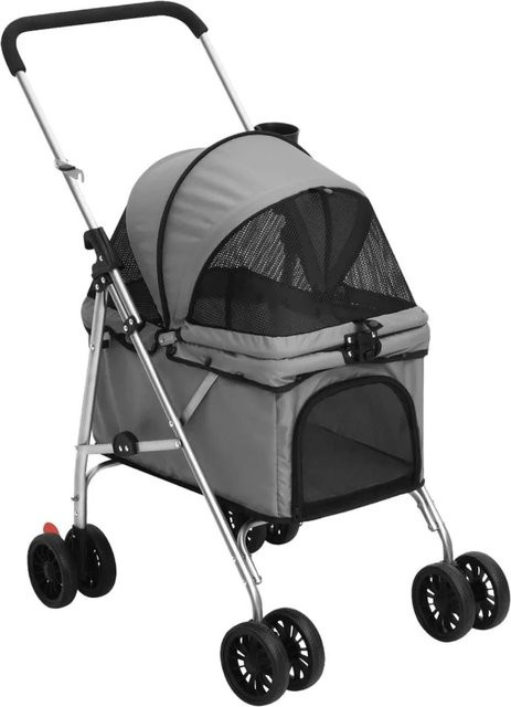 vidaXL Hundewagen faltbar Grau aus Oxford-Gewebe und Stahl B/T/H: 76 x 50 x 100 cm - Bild 1
