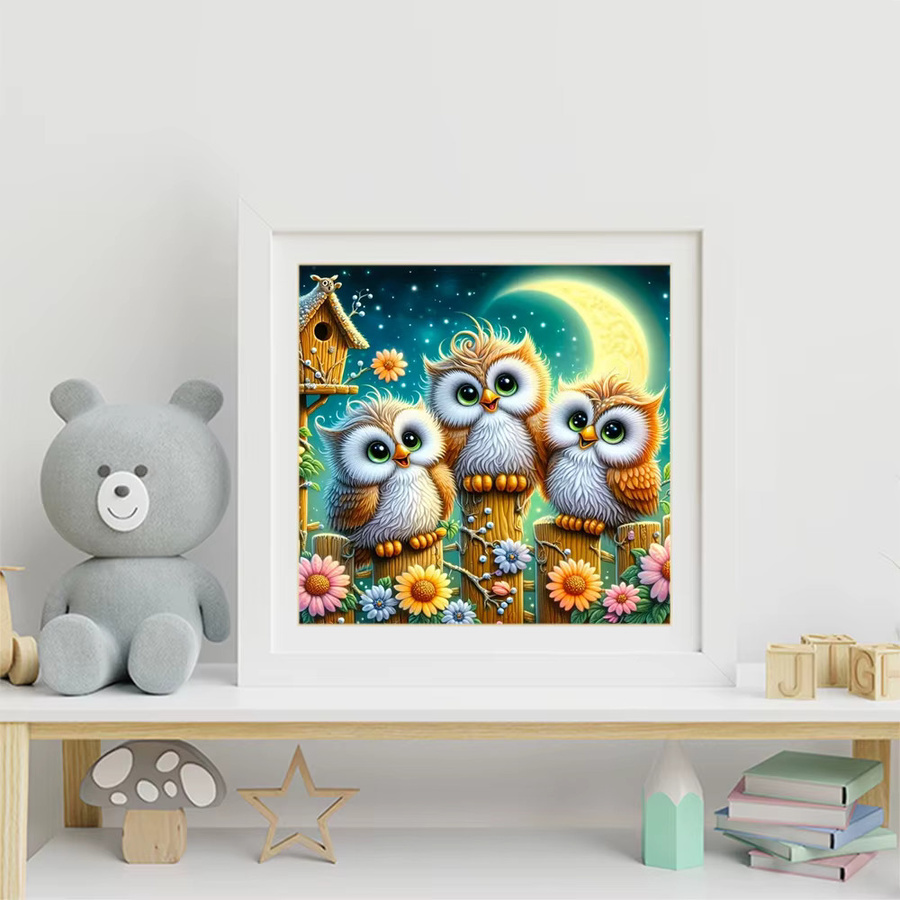 Momoart Diamant-Stickerei DIY Set mit Vogel und Gänseblümchen Motiv, buntes Strass-Mosaik-Bild für den Tisch, B/B/H: 20 x 20 x 20 cm - Bild 2