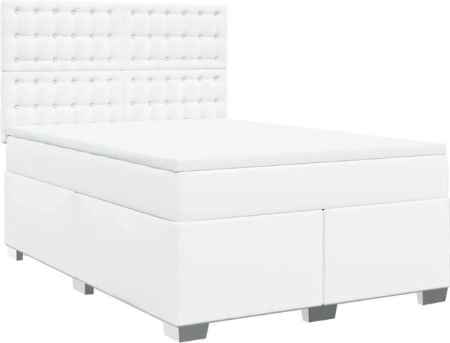 vidaXL Boxspringbett mit Matratze in Weiß, Hybridbett mit Taschenfederkern und Schubladen, B/T: 160 x 200 cm - Bild 1