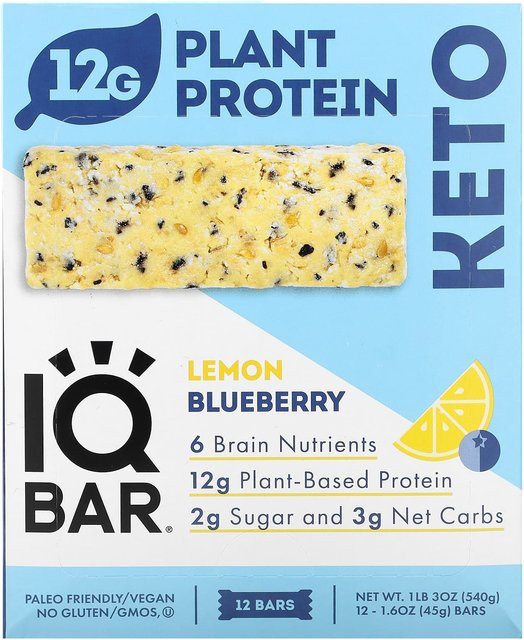 IQBAR Pflanzenproteinriegel Zitrone-Blaubeere vegan 12 x 45 g - Bild 1