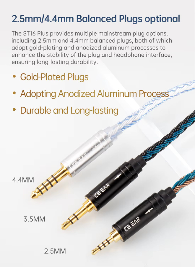 KBEAR ST16 Plus 5N OCC versilbertes IEM-Kabel mit QDC-Anschluss für In-Ear-Monitore, 2 m Länge, Silber - Bild 2