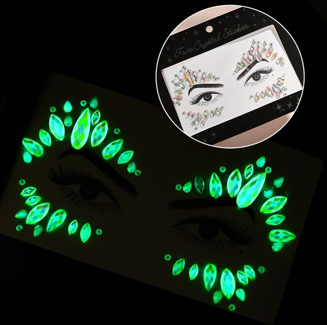 HotPress Strass Gesicht Tattoo Aufkleber, Unisex - Bild 1