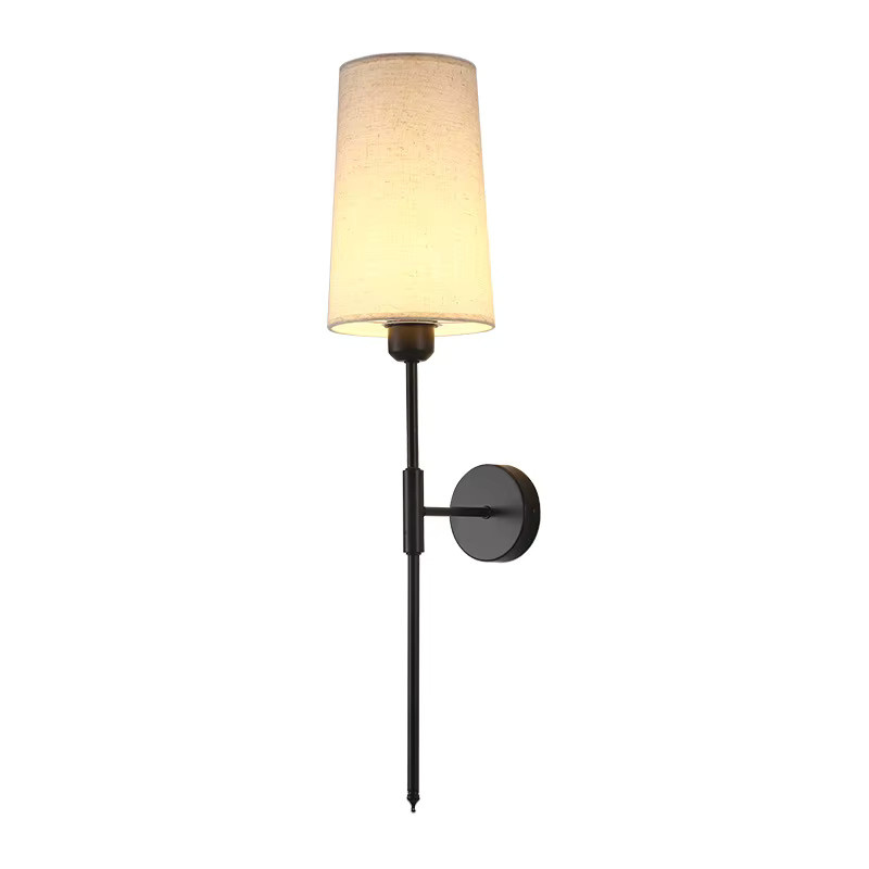 Wecus Wandlampe aus Stoff und Metall im minimalistischen Retro-Design für Schlafzimmer und Flur, Warmweiß - Bild 2