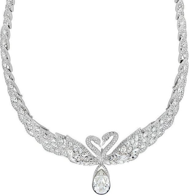 Swarovski Anhänger Halskette, Schwanensee Feder, Weiß, Kristall, Damen - Bild 1