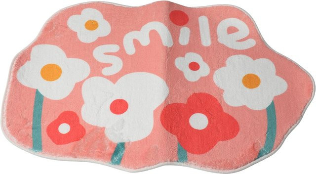 CosyHome Badematte aus Imitations-Kaschmir mit Blumenmuster in Rosa, rutschfest und wasserabsorbierend - Bild 1