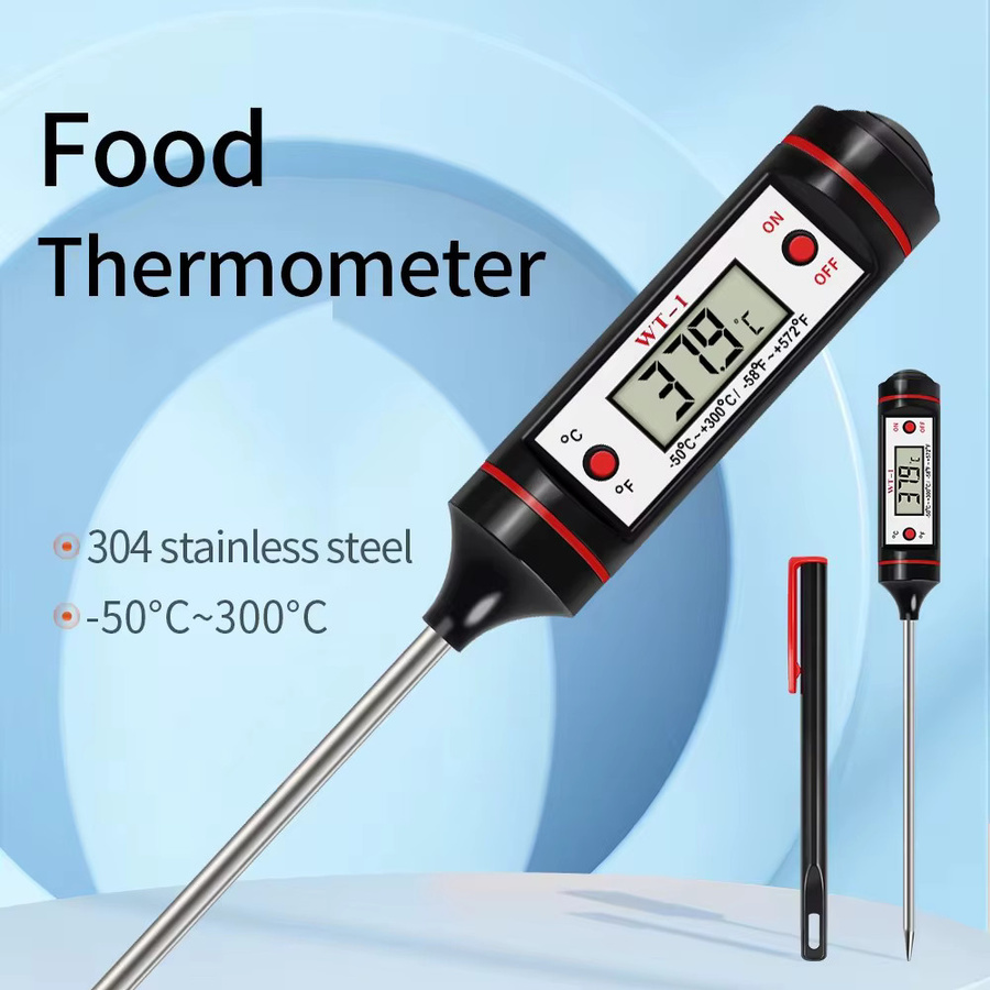 Digitales Lebensmittelthermometer von JUANJUAN in Schwarz aus Edelstahl für Fleisch, Küche und BBQ bis 300 °C - Bild 2