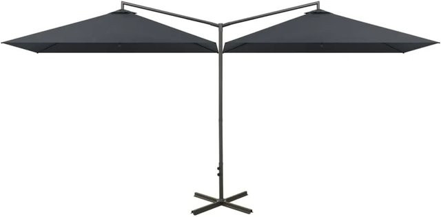 furnicato Doppel-Sonnenschirm mit Stahlmast in Anthrazit B: 600 cm, T: 300 cm - Bild 1