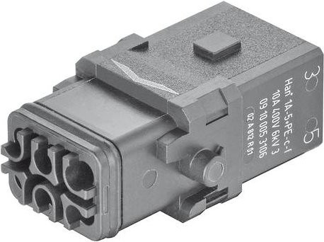 HARTING Stifteinsatz 09100053106 mit 5 Crimpen in Schwarz und Grau aus Kunststoff - Bild 1
