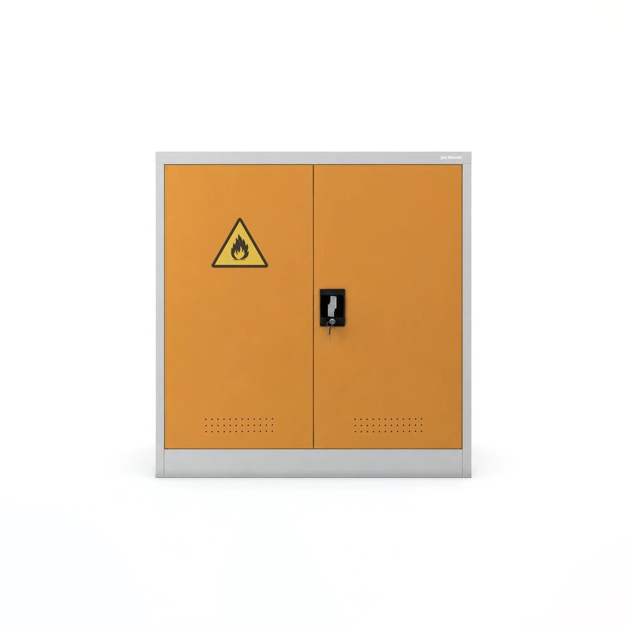JAN NOWAK Chemikalienschrank IRENE für Arbeitsschutzchemikalien, Grau-Gelb, B: 100 cm, H: 104 cm, T: 40 cm - Bild 2