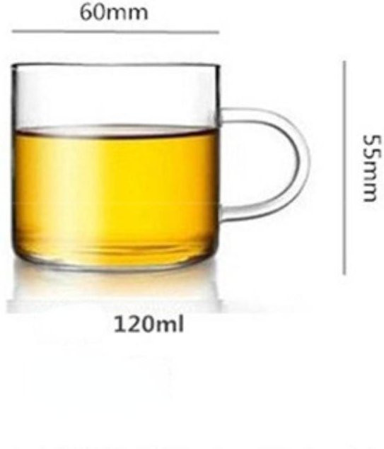 6er Set Teetassen aus Borosilikatglas mit Henkel, transparent, 120 ml - Bild 1