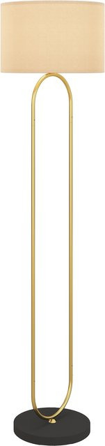 HOMCOM Stehlampe mit Leinenschirm und E27-Fassung in Gold und Schwarz, moderne Bodenlampe mit Fußschalter für Wohnzimmer und Schlafzimmer, Höhe: 156 cm - Bild 1