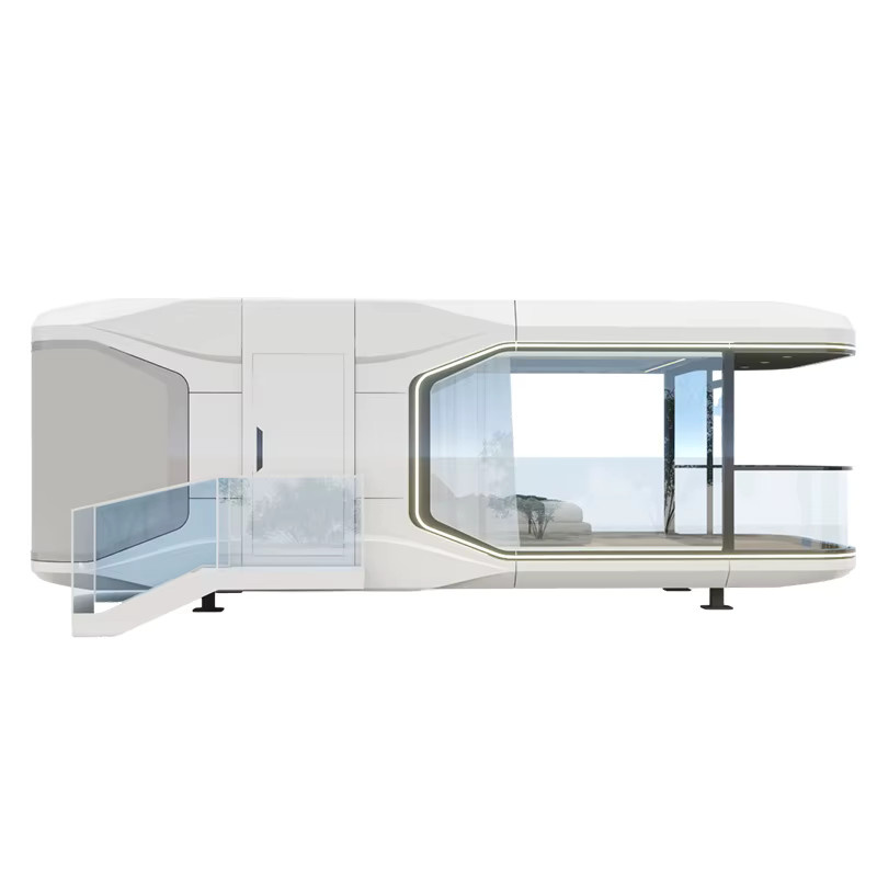 Modernes modulares Tiny House aus Stahl in Weiß als vorgefertigtes mobiles Kabinenhaus für Tiny Living oder Hotelprojekte - Bild 2