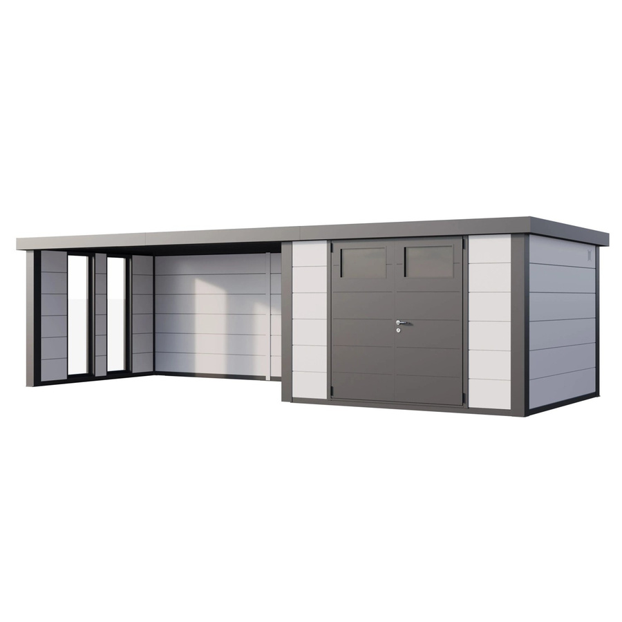 Telluria Gerätehaus Classico mit Lounge XL Links und Fenster in Weiß, B/H/T: 812 x 219 x 318 cm - Bild 2