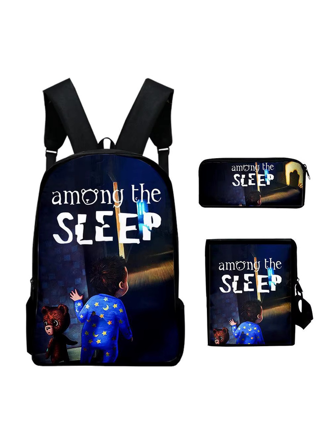 Among the Sleep 3-teiliges Schultaschen-Set mit 3D-Druck in Blau bestehend aus Schultasche, Laptop-Rucksack und Federmäppchen - Bild 2
