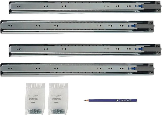 vasalat Kugelauszug Softclose Vollauszug mit Dämpfung, Farbe: Silber, 2 Paar - Bild 1