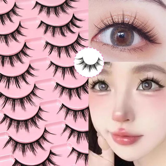 JIEFUXIN 3D-Manga-Wimpern, 10 Paar, Unisex - Bild 1