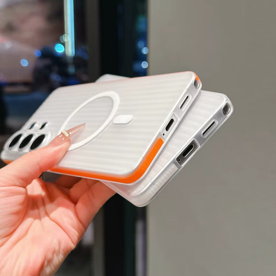 Stoßfeste PC-Hülle mit 3D-Streifen-Design für Samsung Galaxy S26 Ultra und S25 Plus, MagSafe-kompatibel, Schwarz - Bild 2