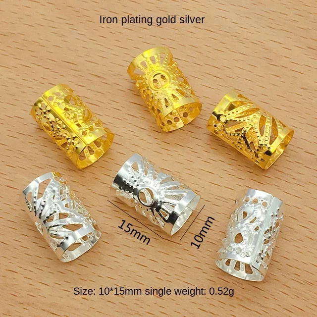Goldene Manschetten Haarringe für Dreadlocks, Metall, Unisex - Bild 1