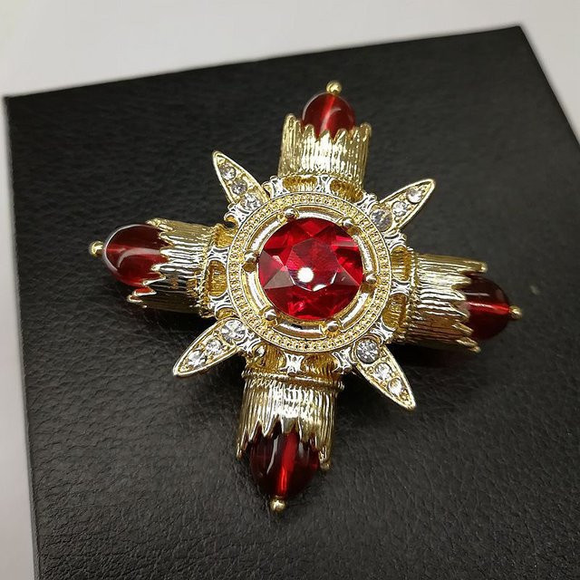 Brosche Kreuz, Strass, Metall, Damen - Bild 1