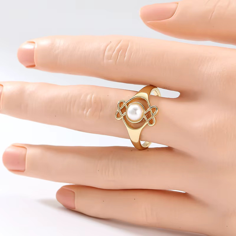 YoYo Ring Vintage, Gold, Perle, Damen, Verlobung - Bild 2