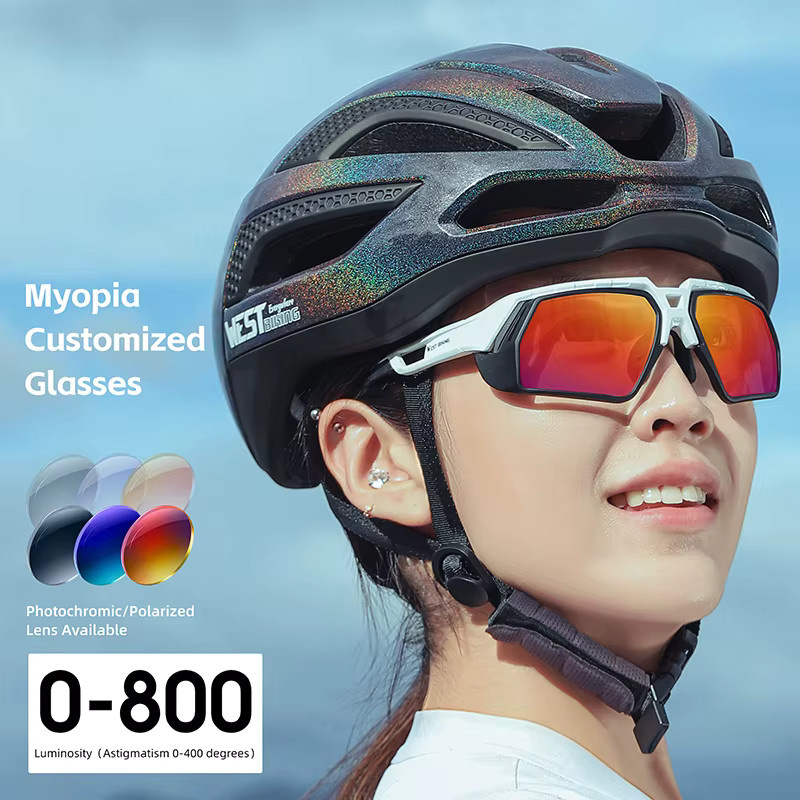 WEST BIKING Sportsonnenbrille, Vollrand, Unisex, Gold, Black, Plastic - Bild 5