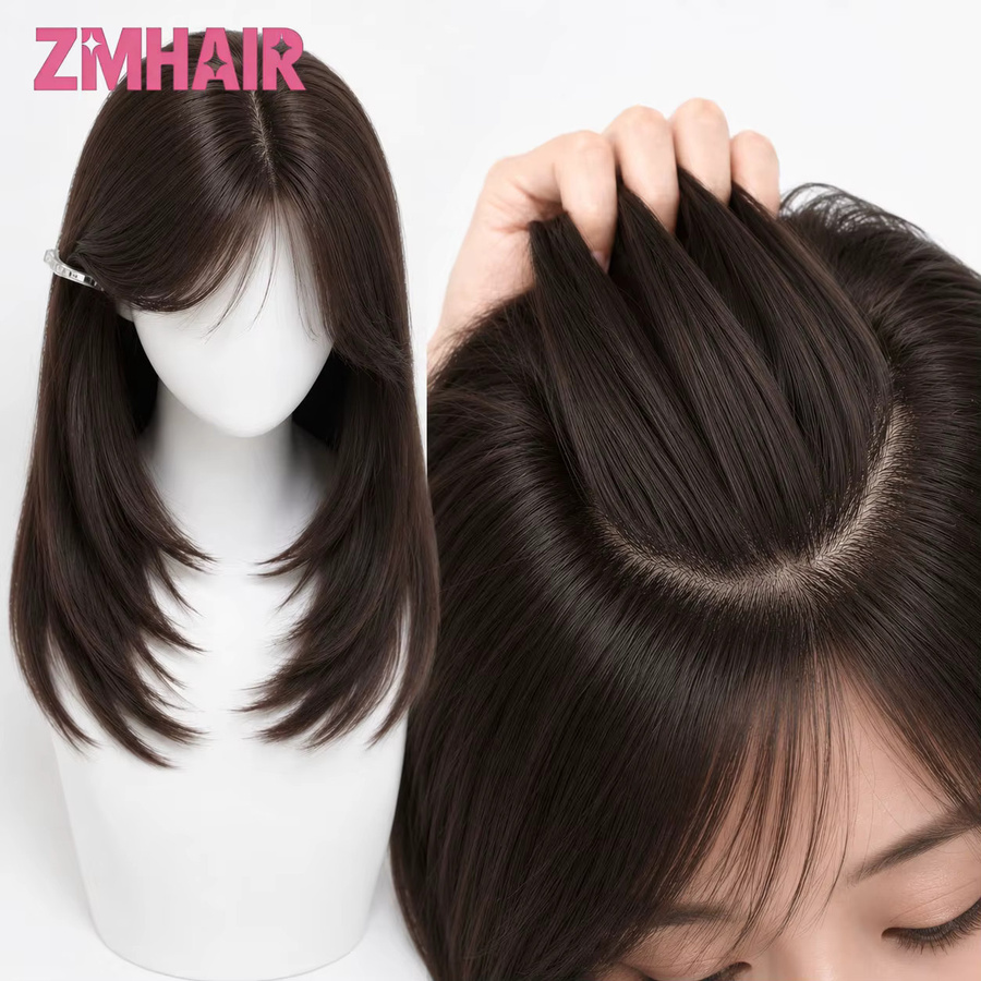 Seidenbasis-Perücke mit PU-Front, natürliche Haarperücke für Damen - Bild 2