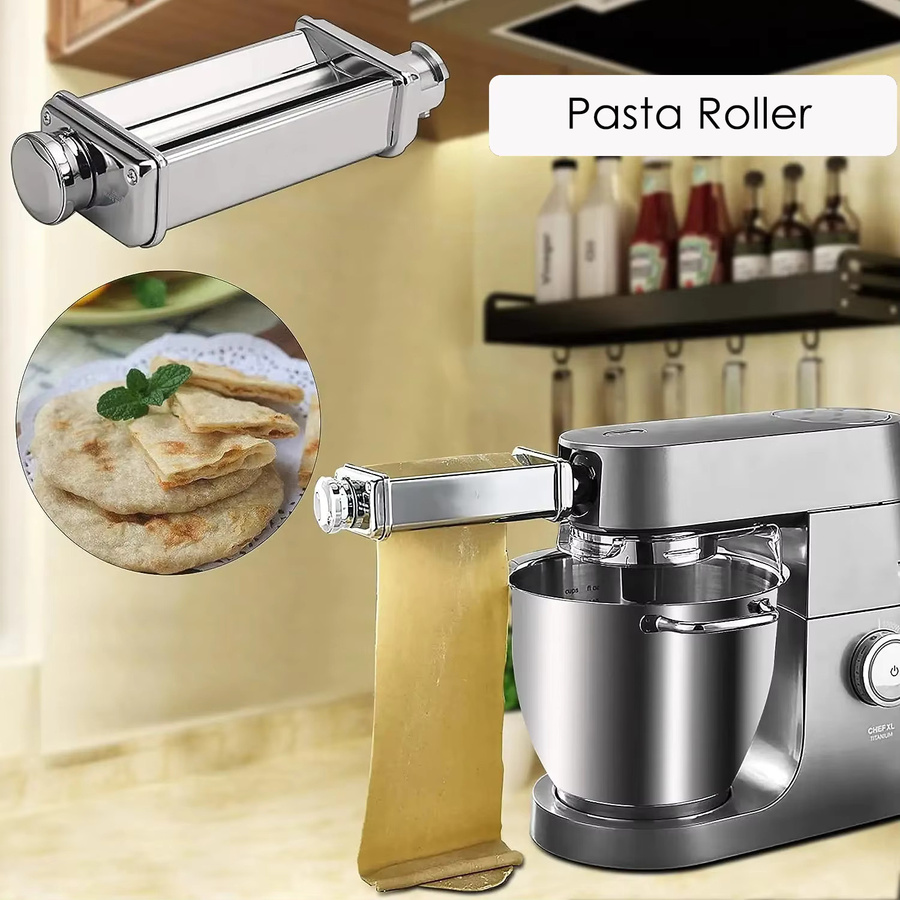 Kenwood Nudelzubehör Set aus SUS304 Edelstahl in Silber mit Lasagne-Nudelwalze, Fettuccine-Schneider und Spaghetti-Schneider inklusive Adapter - Bild 2