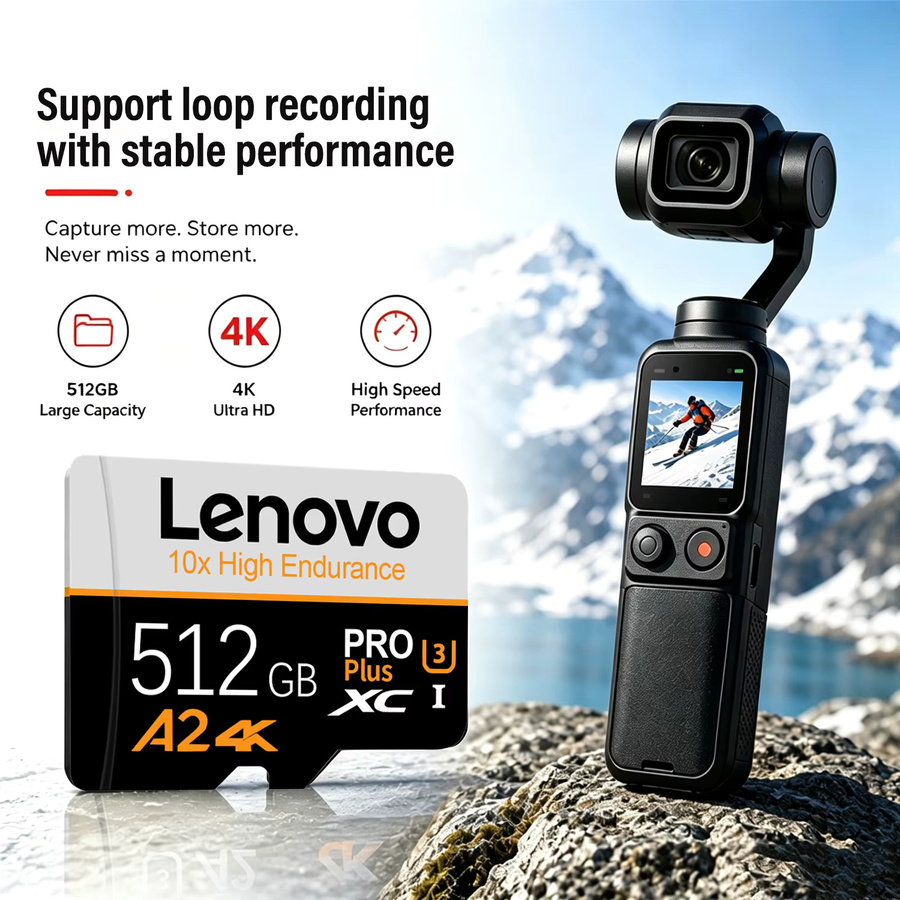 Lenovo Micro-SD-Karte Klasse 10 Hochgeschwindigkeits-Speicherkarte A2 in Schwarz mit 128 GB - Bild 3