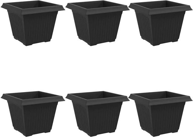 6er Set quadratische Blumentöpfe von vidaXL in Schwarz, B/T/H: 43 x 43 x 33,5 cm - Bild 1