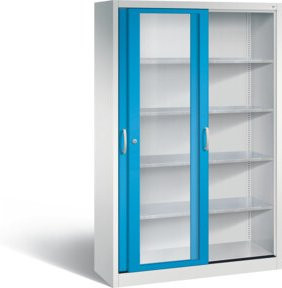 C+P Schiebetürenschrank Acurado mit Acrylglas-Sichtfenstern, Front Lichtblau, Korpus Lichtgrau, H x B x T: 195 x 120 x 40 cm - Bild 1