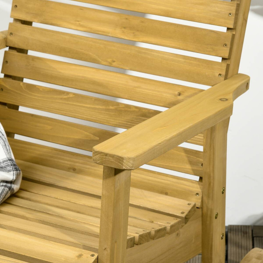 Outsunny Schaukelstuhl aus Tannenholz als Relaxstuhl für Garten, Balkon und Terrasse, Farbe Braun - Bild 4