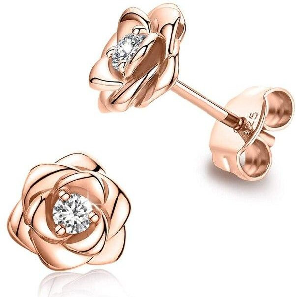 Allbestart Ohrstecker, 925 Silber, Roségold, Zirkonia, Damen - Bild 1