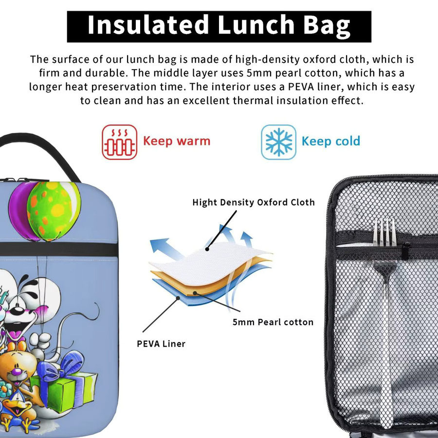 Isolierte Diddl Thermo-Lunchtasche für Kinder von MINISO in Blau, B/H: 26,0 x 21,0 cm - Bild 3