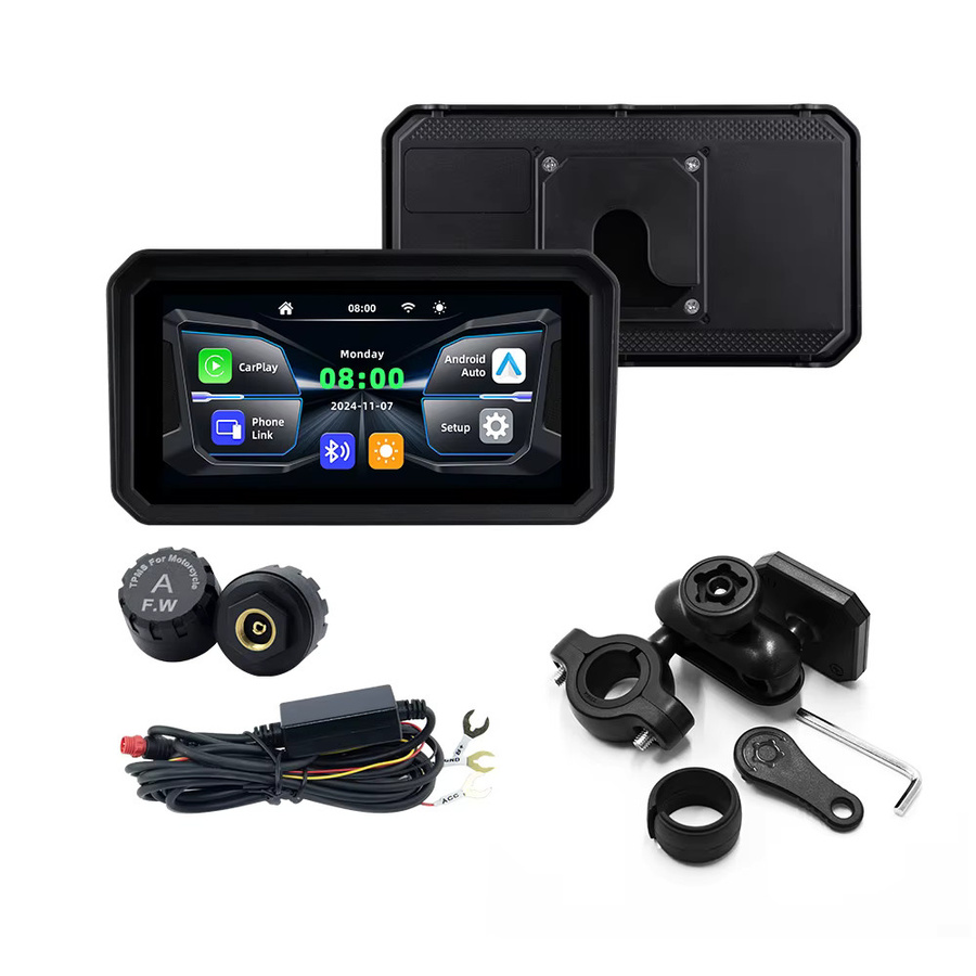 EKIY 6-Zoll WiFi Motorrad-Navigationsgerät mit Apple CarPlay und Android Auto, wasserdichter GPS-Bildschirm in Schwarz - Bild 3