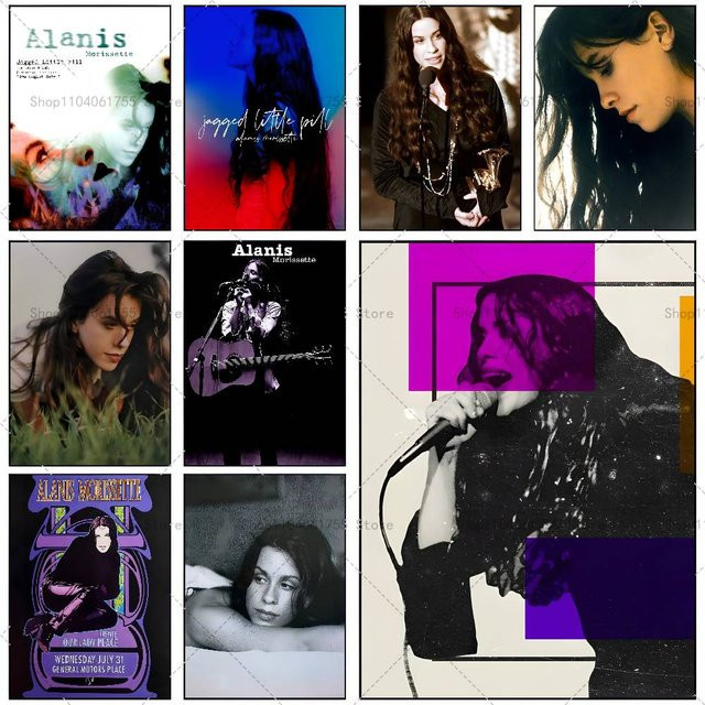 Selbstklebender Kunst-Aufkleber Alanis Morissette Poster aus wasserfestem Papier, Wanddekoration in Mehrfarbig, Rechteckig - Bild 1