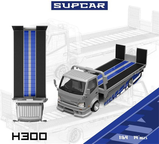 Linyi toy car Supersportwagen Abschleppwagen Transportanhänger, Modellauto, 1:64, Silbergrau, ab 14 Jahren - Bild 1