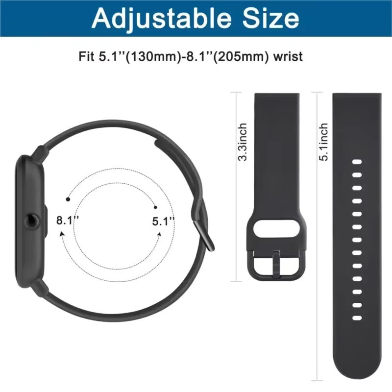 Uhrenarmband Silikon, Schwarz, Unisex - Bild 2