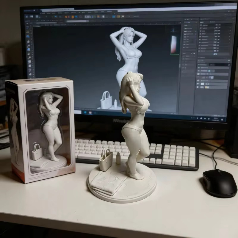 CELEBON Langhaarige Göttin Porträt-Ornament 3D-gedrucktes Charaktermodell in Weiß und Transparent zur romantischen Heimdekoration - Bild 2